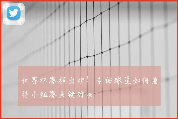 世界杯赛程出炉！专访球星如何看待小组赛关键对决